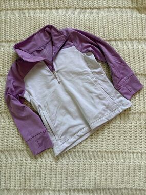 Garb Girls' Two-Tone Half-Zip Golf Pullover - Purple & White